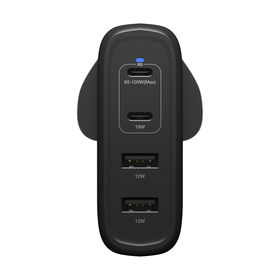 OtterBox 100W GaN 2xPD + 2xUSB-A Mains Charger UK Black