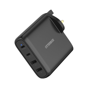 OtterBox 100W GaN 2xPD + 2xUSB-A Mains Charger UK Black